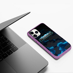 Чехол iPhone 11 Pro матовый Roblox Neon Hex, цвет: 3D-фиолетовый — фото 2