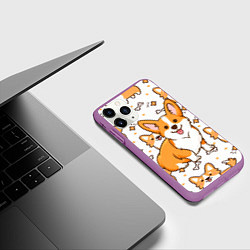 Чехол iPhone 11 Pro матовый Корги, цвет: 3D-фиолетовый — фото 2
