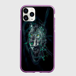 Чехол iPhone 11 Pro матовый ВОЛК, цвет: 3D-фиолетовый