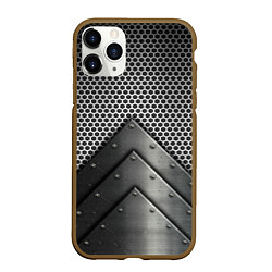 Чехол iPhone 11 Pro матовый Броня металлическая, цвет: 3D-коричневый