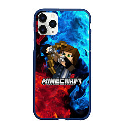 Чехол iPhone 11 Pro матовый Minecraft Майнкрафт, цвет: 3D-тёмно-синий