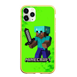 Чехол iPhone 11 Pro матовый MINECRAFT, цвет: 3D-желтый