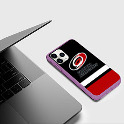Чехол iPhone 11 Pro матовый Каролина Харрикейнз, цвет: 3D-фиолетовый — фото 2