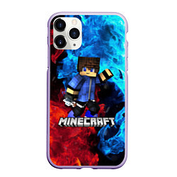 Чехол iPhone 11 Pro матовый Minecraft Майнкрафт, цвет: 3D-светло-сиреневый