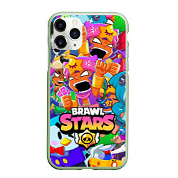 Чехол iPhone 11 Pro матовый BRAWL STARS SANDY, цвет: 3D-салатовый