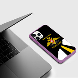 Чехол iPhone 11 Pro матовый Войска связи - громче крикнешь, дальше слышно, цвет: 3D-фиолетовый — фото 2