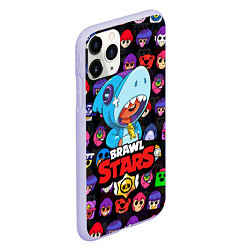 Чехол iPhone 11 Pro матовый BRAWL STARS LEON SHARK, цвет: 3D-светло-сиреневый — фото 2