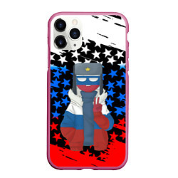 Чехол iPhone 11 Pro матовый CountryHumans, цвет: 3D-малиновый