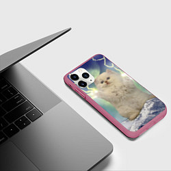 Чехол iPhone 11 Pro матовый Грозовой Котик, цвет: 3D-малиновый — фото 2