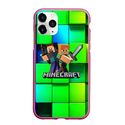 Чехол iPhone 11 Pro матовый MINECRAFT, цвет: 3D-малиновый