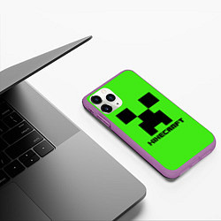 Чехол iPhone 11 Pro матовый MINECRAFT, цвет: 3D-фиолетовый — фото 2