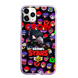 Чехол iPhone 11 Pro матовый BRAWL STARS CROW, цвет: 3D-сиреневый