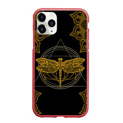 Чехол iPhone 11 Pro матовый Golden dragonfly