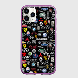 Чехол iPhone 11 Pro матовый ЛОГОТИПЫ АВТО БРЕНДОВ, цвет: 3D-фиолетовый