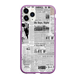 Чехол iPhone 11 Pro матовый Газета Newspaper, цвет: 3D-фиолетовый