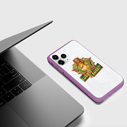 Чехол iPhone 11 Pro матовый Бывших не бывает погранвойска, цвет: 3D-фиолетовый — фото 2