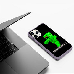 Чехол iPhone 11 Pro матовый MINECRAFT CREEPER, цвет: 3D-серый — фото 2