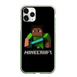 Чехол iPhone 11 Pro матовый MINECRAFT, цвет: 3D-салатовый