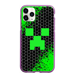 Чехол iPhone 11 Pro матовый MINECRAFT, цвет: 3D-фиолетовый