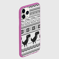 Чехол iPhone 11 Pro матовый Свитер с T-rex'ами, цвет: 3D-фиолетовый — фото 2