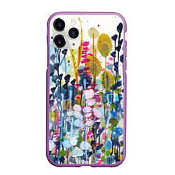 Чехол iPhone 11 Pro матовый Watercolor Flowers, цвет: 3D-фиолетовый