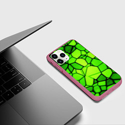 Чехол iPhone 11 Pro матовый Зеленая мозаика, цвет: 3D-малиновый — фото 2