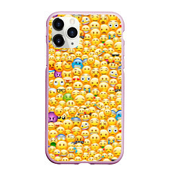 Чехол iPhone 11 Pro матовый Смайлики Emoji, цвет: 3D-розовый