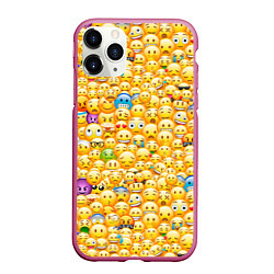 Чехол iPhone 11 Pro матовый Смайлики Emoji, цвет: 3D-малиновый