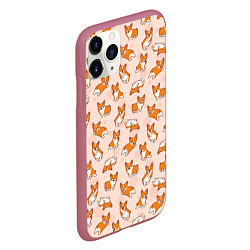 Чехол iPhone 11 Pro матовый Корги, цвет: 3D-малиновый — фото 2