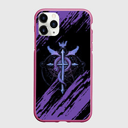 Чехол iPhone 11 Pro матовый Стальной алхимик, цвет: 3D-малиновый