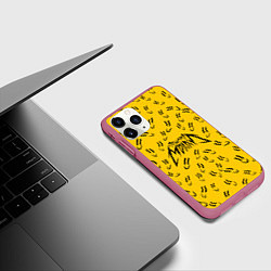 Чехол iPhone 11 Pro матовый Пошлая Молли Смайлики, цвет: 3D-малиновый — фото 2