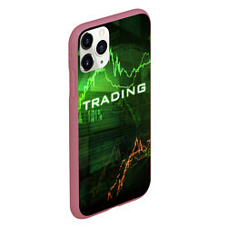 Чехол iPhone 11 Pro матовый Трейдинг 03, цвет: 3D-малиновый — фото 2