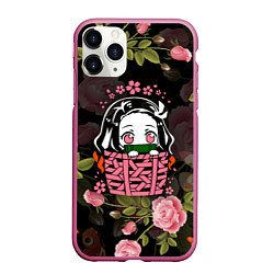 Чехол iPhone 11 Pro матовый KIMETSU NO YAIBA, цвет: 3D-малиновый