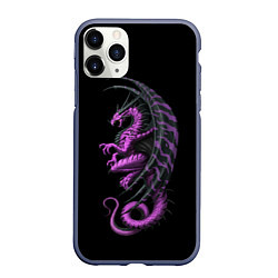 Чехол iPhone 11 Pro матовый Purple Dragon, цвет: 3D-серый