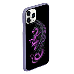 Чехол iPhone 11 Pro матовый Purple Dragon, цвет: 3D-серый — фото 2