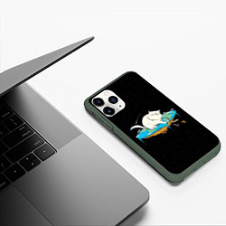 Чехол iPhone 11 Pro матовый Flat earth Cat, цвет: 3D-темно-зеленый — фото 2