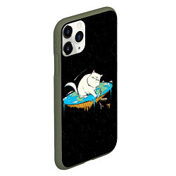 Чехол iPhone 11 Pro матовый Flat earth Cat, цвет: 3D-темно-зеленый — фото 2