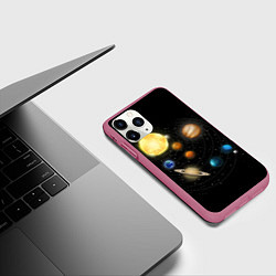 Чехол iPhone 11 Pro матовый Солнечная Система, цвет: 3D-малиновый — фото 2