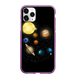 Чехол iPhone 11 Pro матовый Солнечная Система, цвет: 3D-фиолетовый