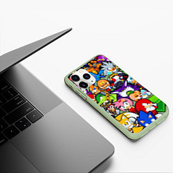 Чехол iPhone 11 Pro матовый Sonic Pixel Friends, цвет: 3D-салатовый — фото 2