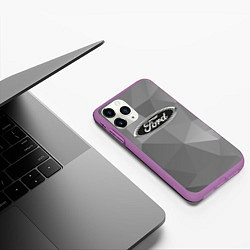 Чехол iPhone 11 Pro матовый Ford чб, цвет: 3D-фиолетовый — фото 2