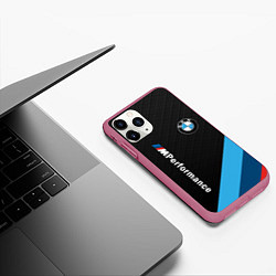 Чехол iPhone 11 Pro матовый BMW M PERFORMANCE, цвет: 3D-малиновый — фото 2