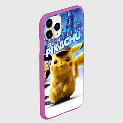 Чехол iPhone 11 Pro матовый Детектив Пикачу, цвет: 3D-фиолетовый — фото 2