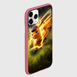 Чехол iPhone 11 Pro матовый Детектив Пикачу, цвет: 3D-малиновый — фото 2