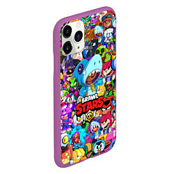 Чехол iPhone 11 Pro матовый BRAWL STARS LEON SHARK, цвет: 3D-фиолетовый — фото 2