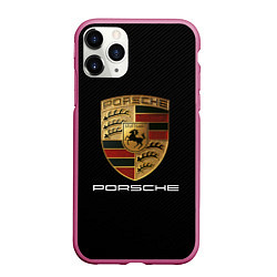 Чехол iPhone 11 Pro матовый PORSCHE, цвет: 3D-малиновый