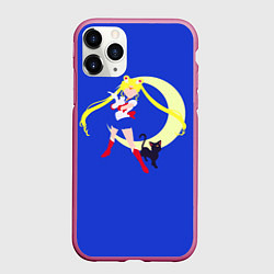 Чехол iPhone 11 Pro матовый СЕЙЛОР И КИСА, цвет: 3D-малиновый
