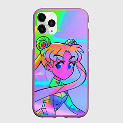 Чехол iPhone 11 Pro матовый ЦВЕТНАЯ МУН, цвет: 3D-фиолетовый