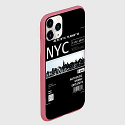 Чехол iPhone 11 Pro матовый Off-White: NYC, цвет: 3D-малиновый — фото 2