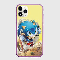 Чехол iPhone 11 Pro матовый SONIC, цвет: 3D-фиолетовый